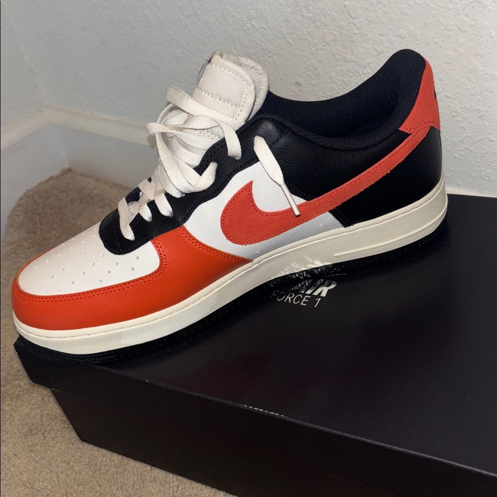 Nike Air Force 1 Low Black, orange and White Sneakers